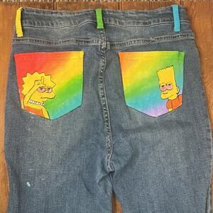 Womens Hand painted one of a kind Bart and Lisa Simpsons jeans high rise size 29